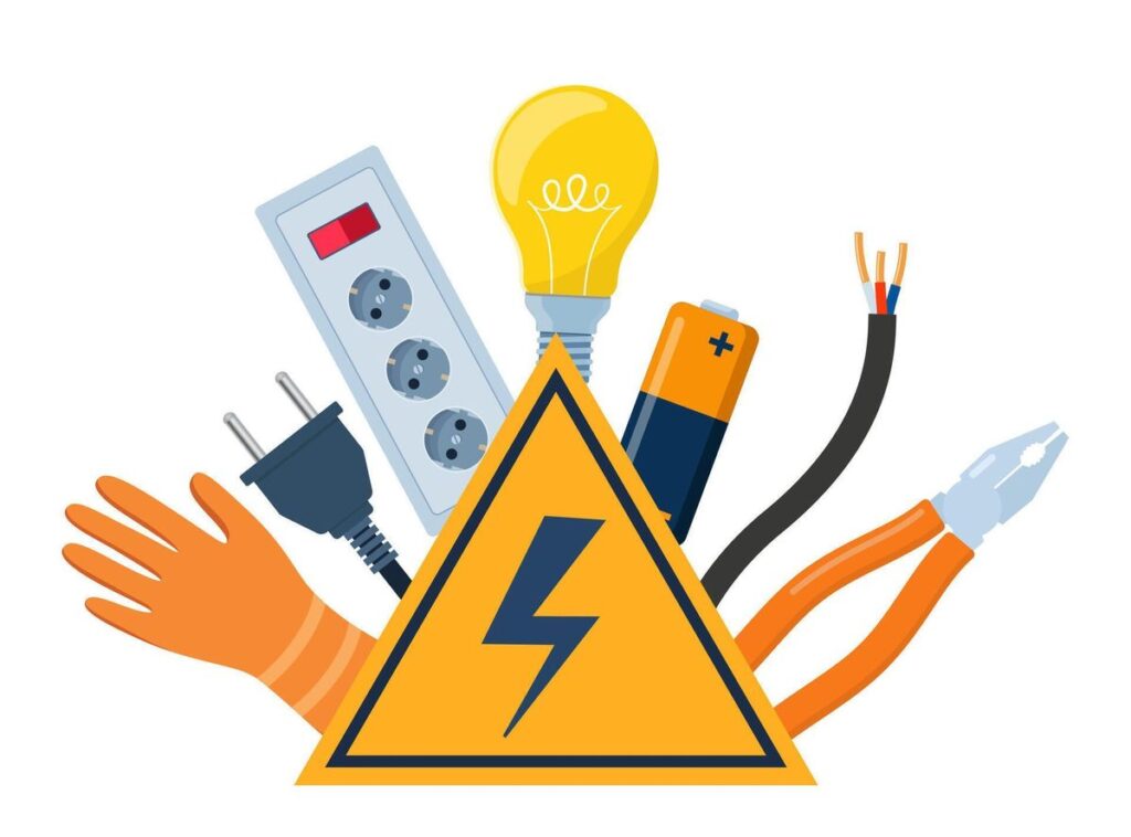Ilustração representando o fluxo de eletricidade em um circuito elétrico simples.